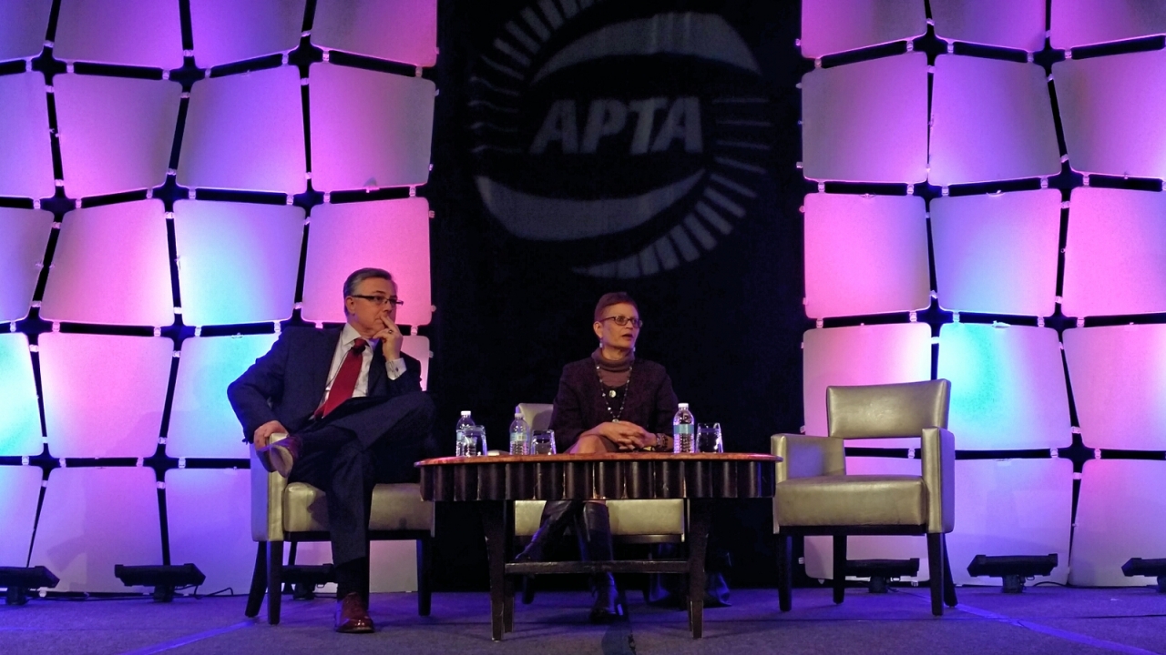 Photo of FRA Administrator Szabo and Deputy FTA Administrator McMillan at the American Public Transportation Association legislative conference