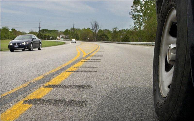 Photo of center-line rumble strips