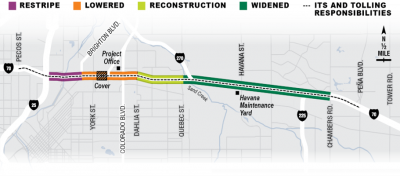 A map of the extent of the Central 70 project