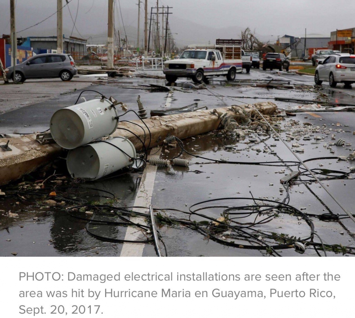 Road in Puerto Rico impassable because of hurricane