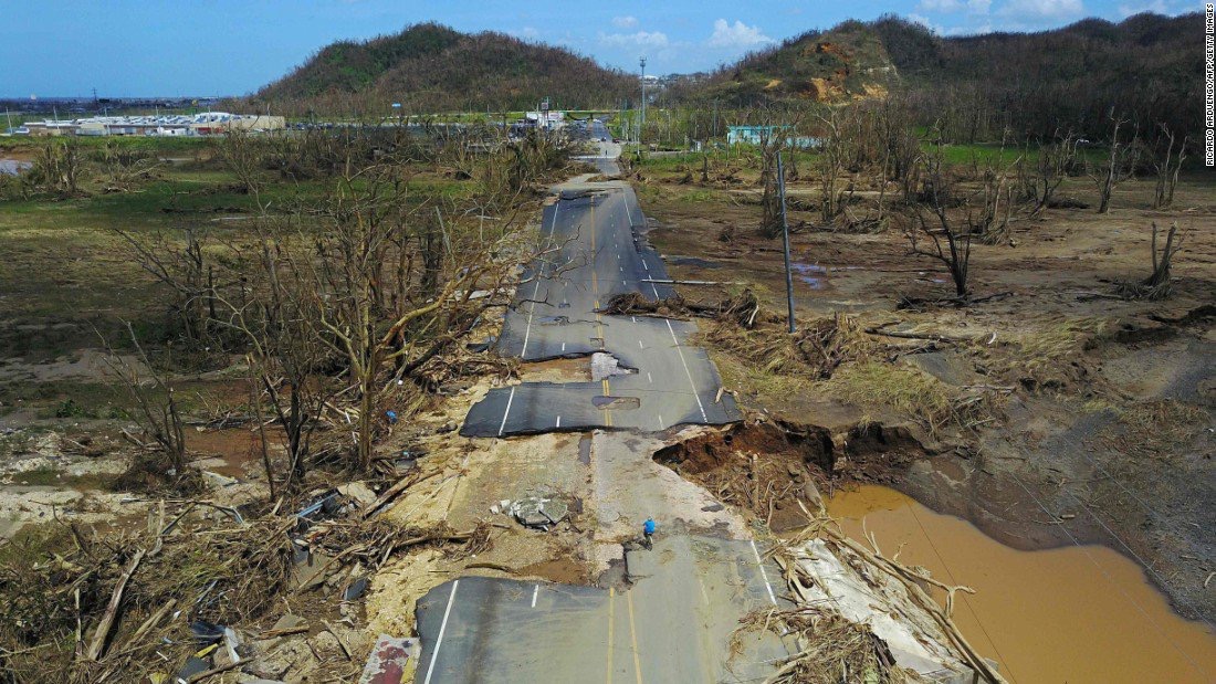 Road conditions after hurricanes in Puerto Rico