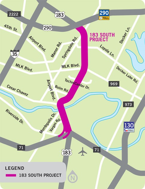 The US-183S Bergstrom Expressway Project is an 8-mile toll facility located in the City of Austin, TX, in the US-183S corridor.