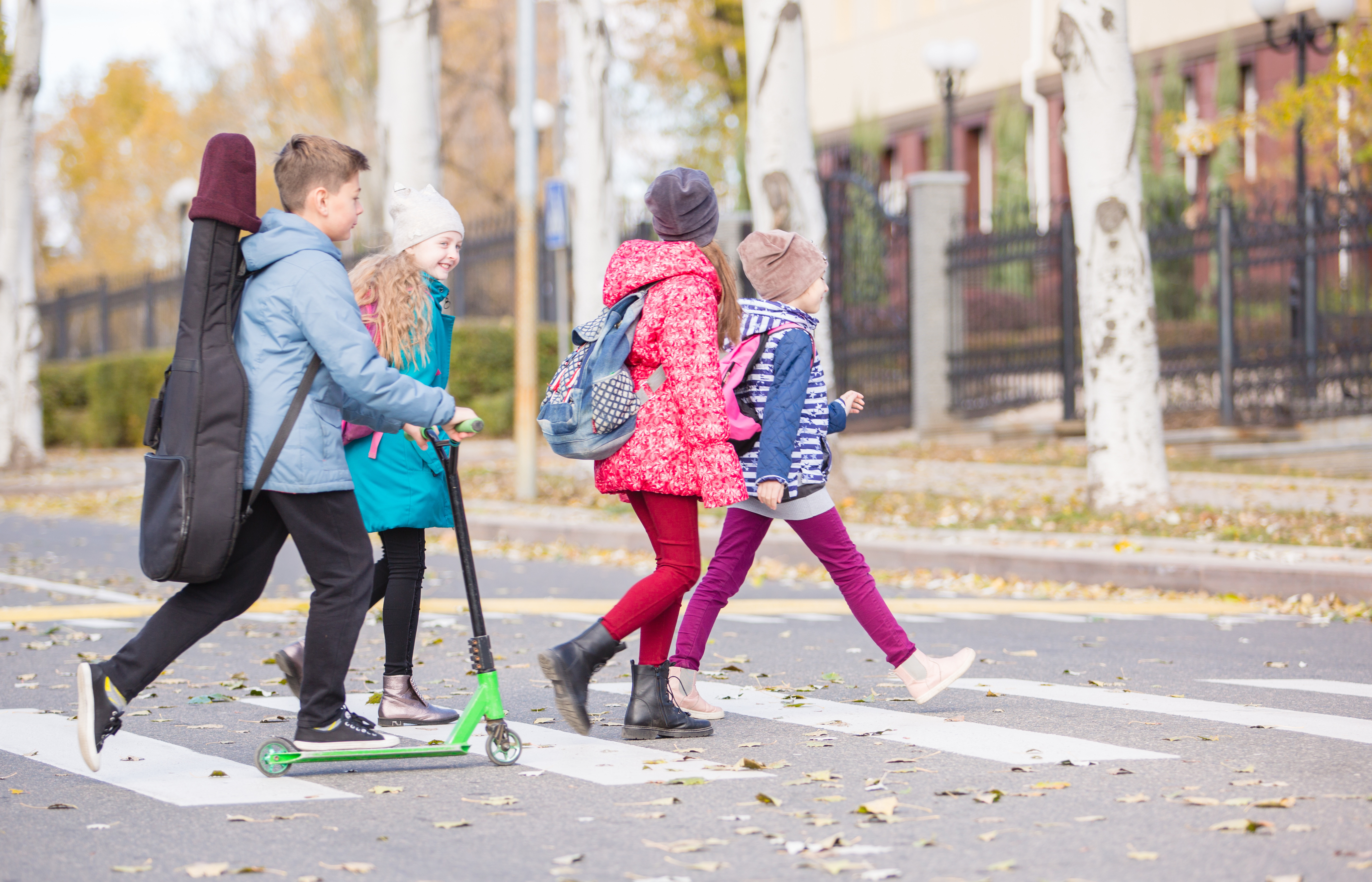 Children crossing a street