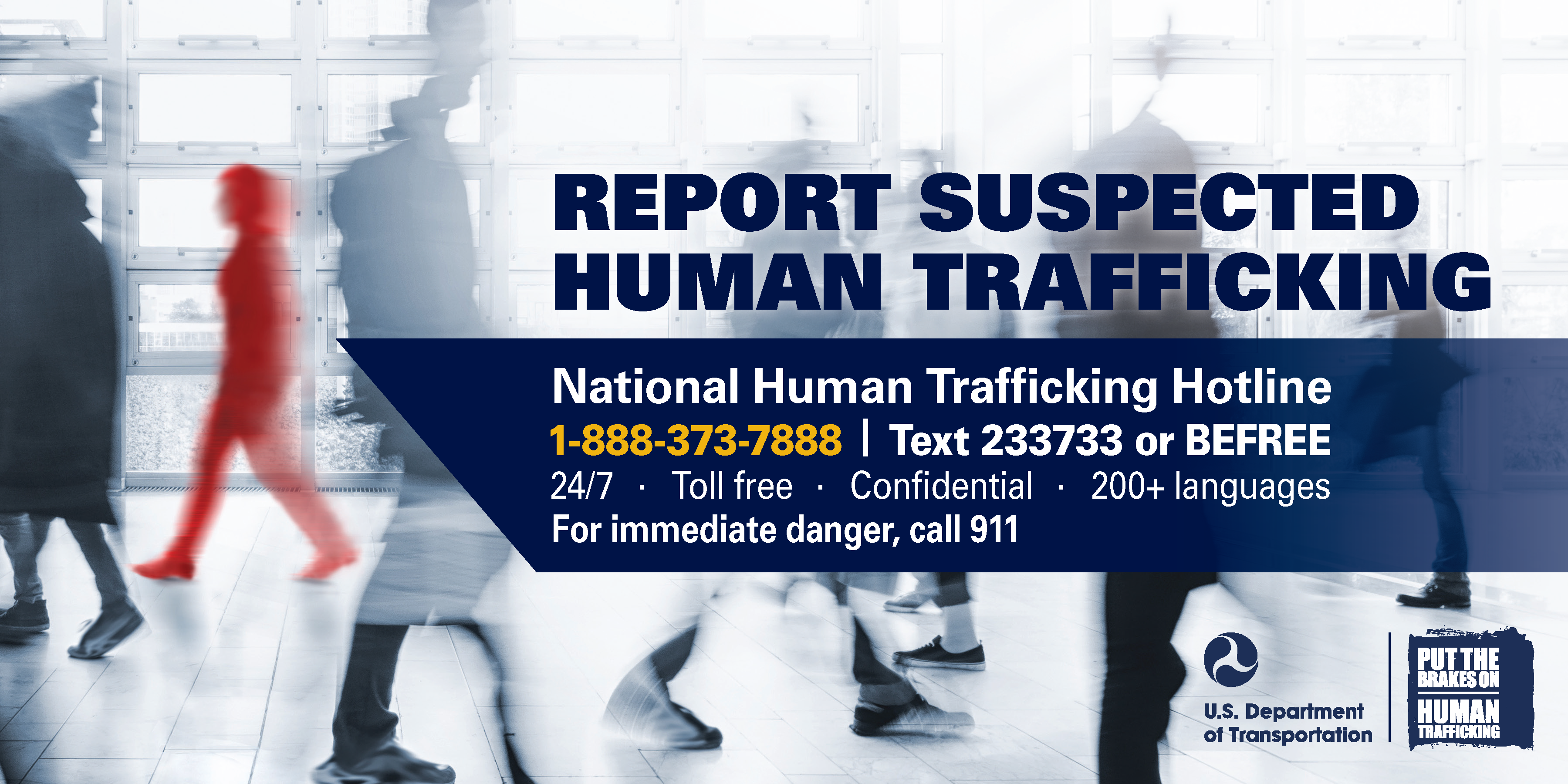 Visor card for reporting suspected human trafficking