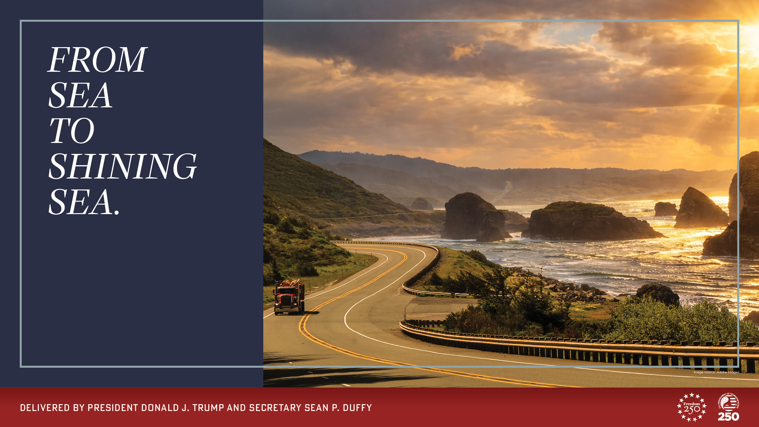 Truck driving on a winding road.
