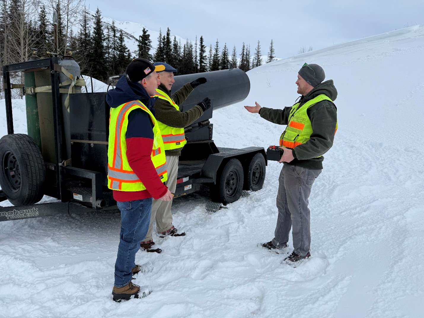 Stan Caldwell, SMART Grants Program Director, receives a demonstration of the avalanche detection and prevention system in Anchorage, Alaska (U.S. DOT).
