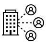 Building with connections to icons of people