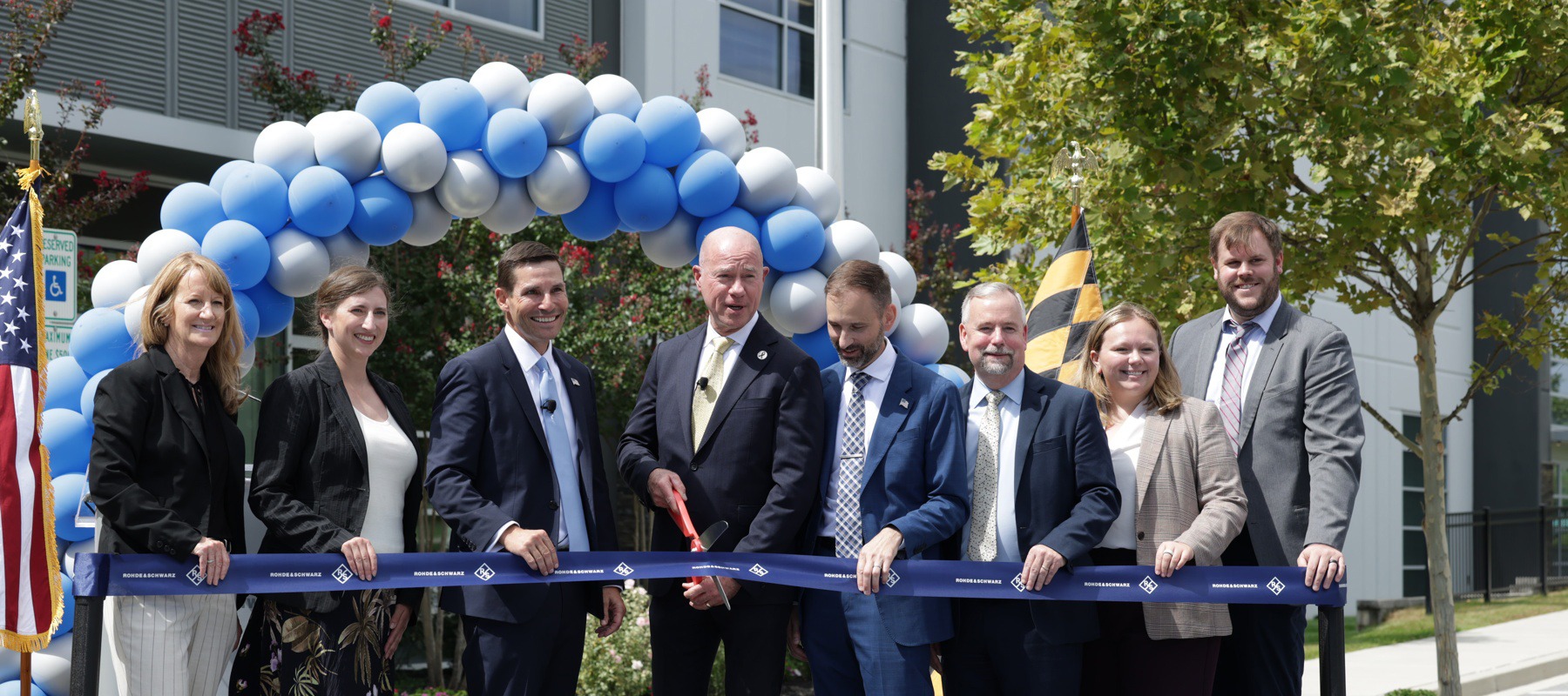 FAA Administrator Bedford joined the ribbon cutting at the $40-million Rohde & Schwarz USA factory