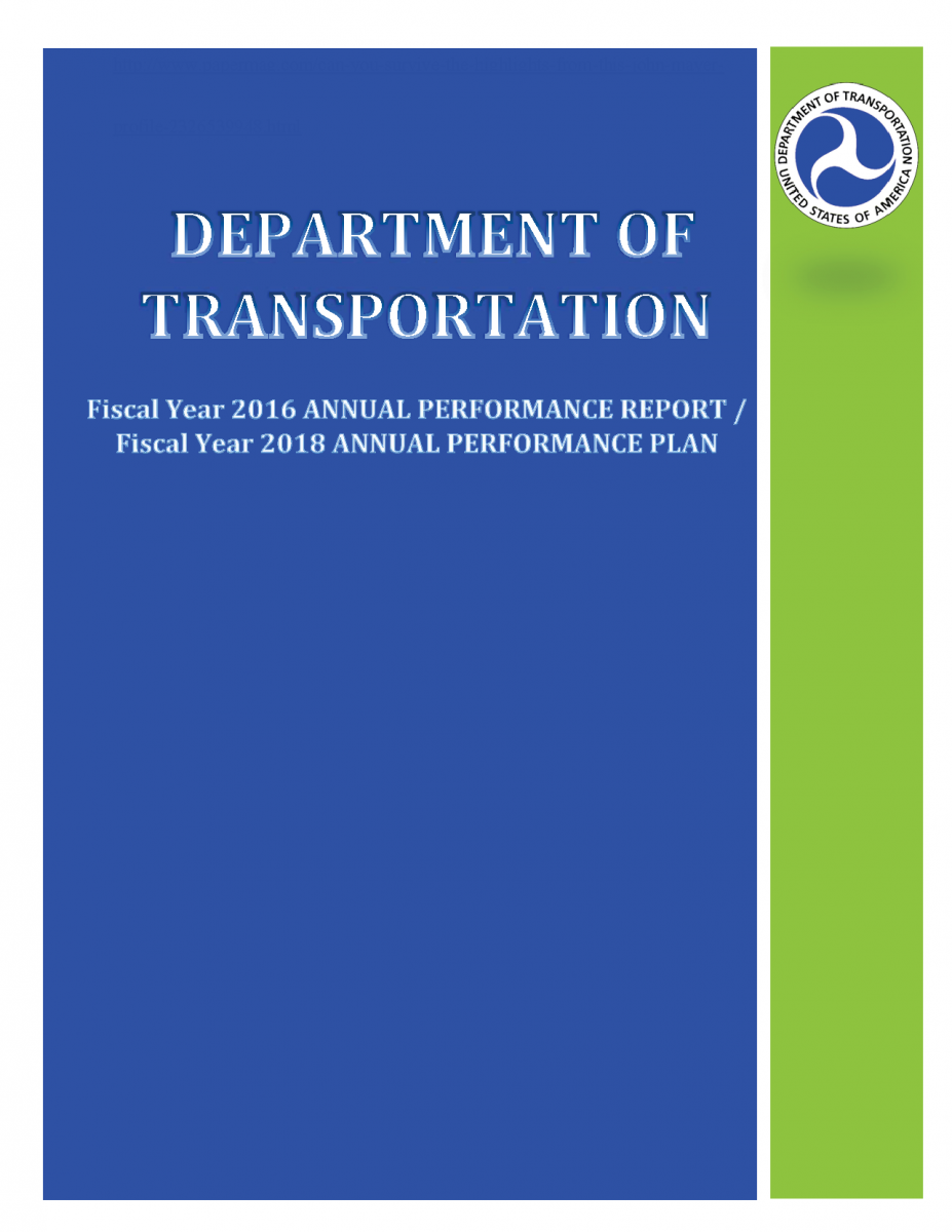 Cover of F.Y. 2016 performance report and F.Y. 2018 performance plan