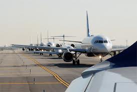 Photos of aircraft awaiting takeoff