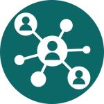 Graphic showing web of interconnected people symbolizing Power of Community