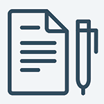 A paper and pen, indicating a contract. 
