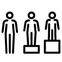 Equity, indicated by three people standing at the same height.