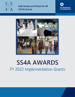 Cover of the fiscal year 2022 Safe Streets and Roads for All Implementation Grant award fact sheets.