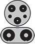 A Combined Charging System (CCS) connector uses the J1772 charging inlet, which has 5 pins, and combines it with 2 larger high-speed charging pins below it.