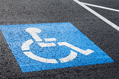 A parking space designated for handicapped drivers.