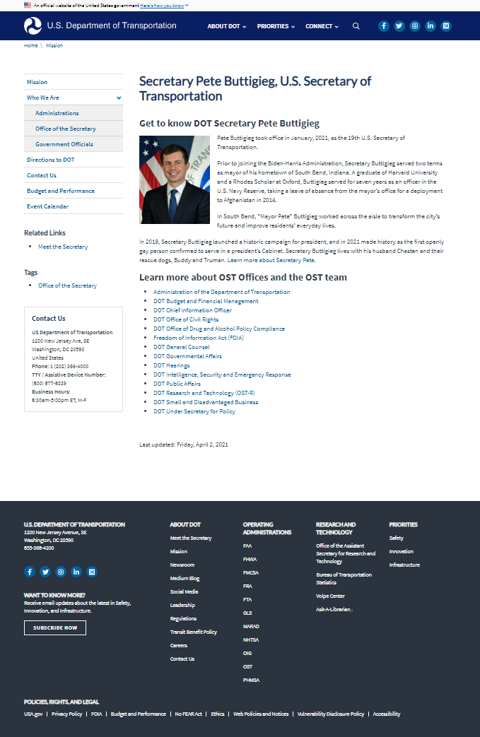 Example of landing page