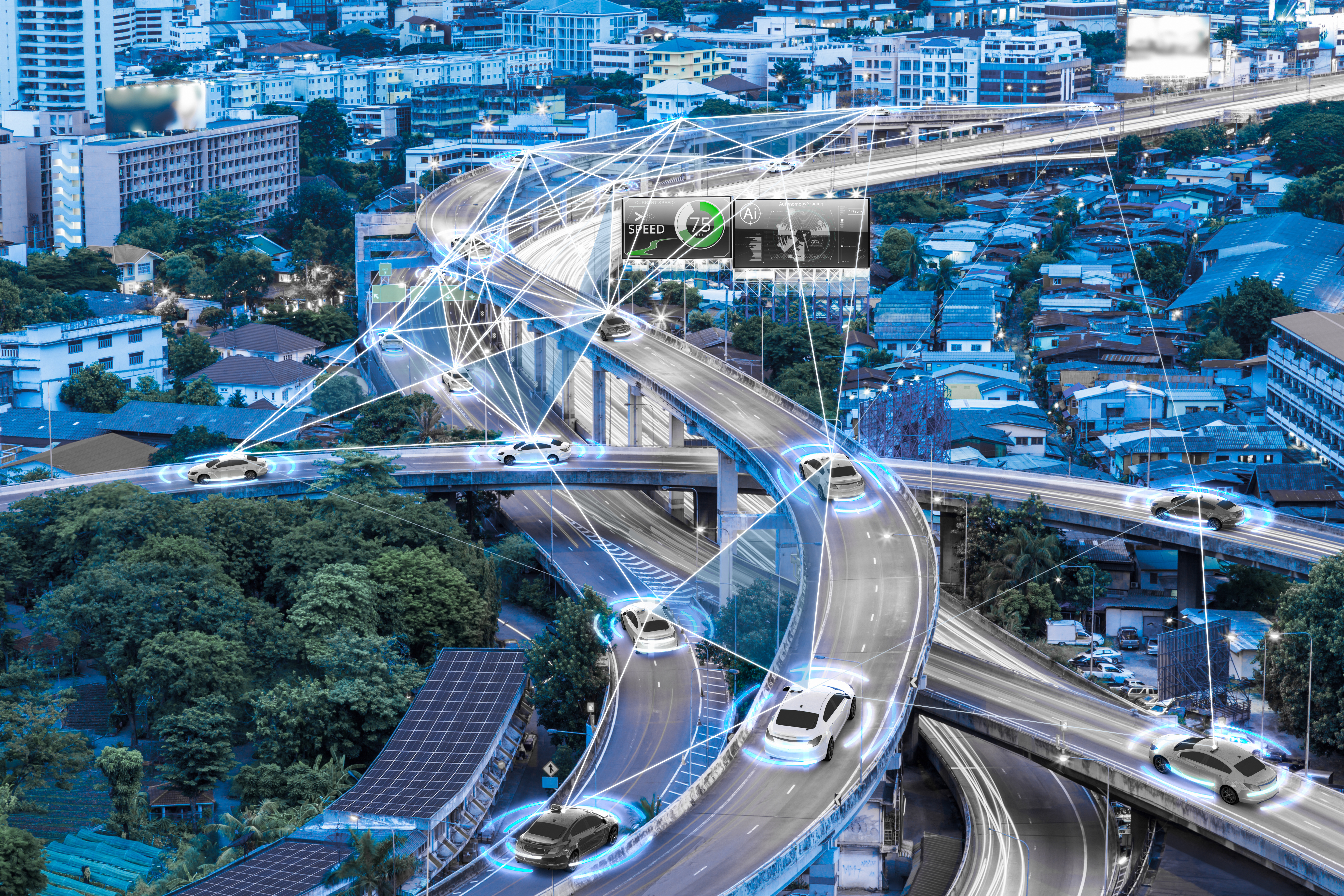 Cars on roadway