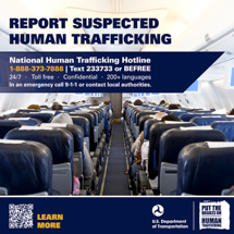 Counter-trafficking graphic, suitable for airplanes.