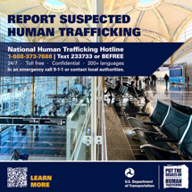 Counter-trafficking graphic, suitable for airports.
