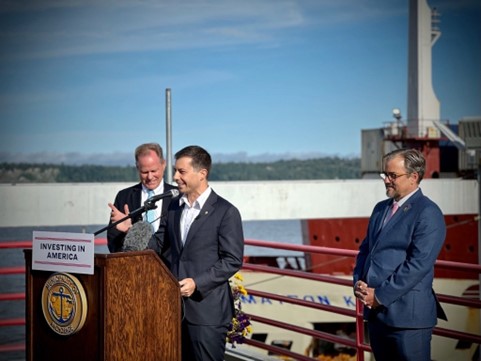 Secretary Buttigieg gives remarks at the Port of Alaska
