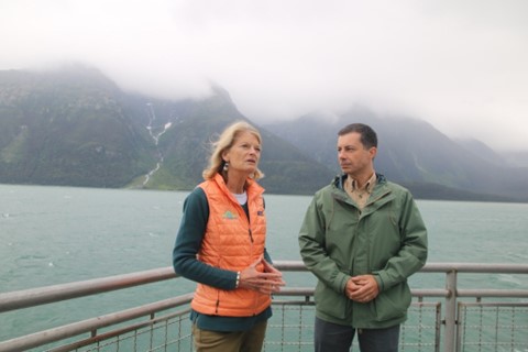 Secretary Buttigieg and Senator Murkowski aboard a ferry to Haines on the Alaska Marine Highway System