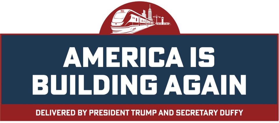 America is Building Again Delivered by President Trump and Secretary Duffy - Railroad Train Icon