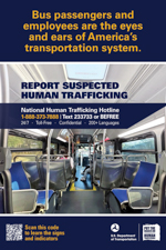 Bus poster for counter-trafficking, tailored for public transit buses.
