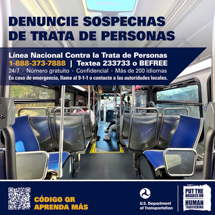 Counter-trafficking graphic, suitable for buses and transit.