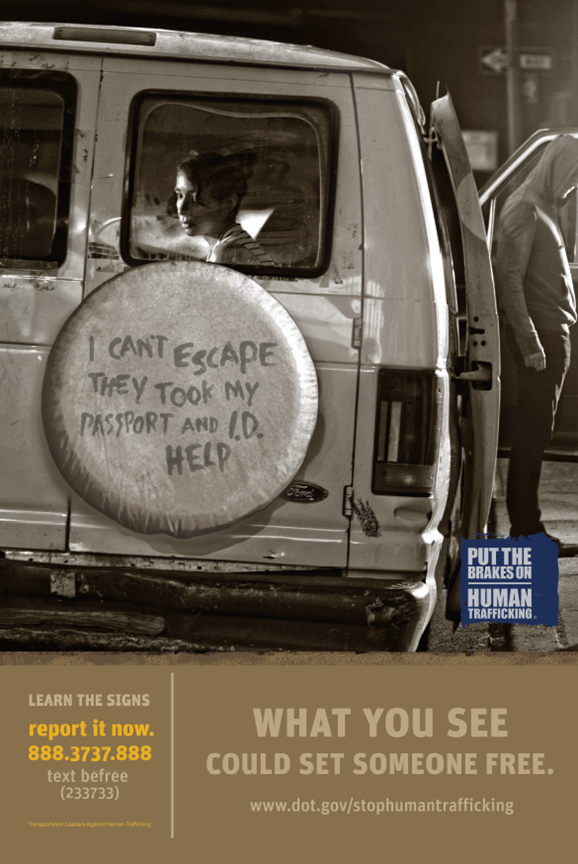 DOT TLAHT Passenger Vehicle Counter-Trafficking Poster With Hotline