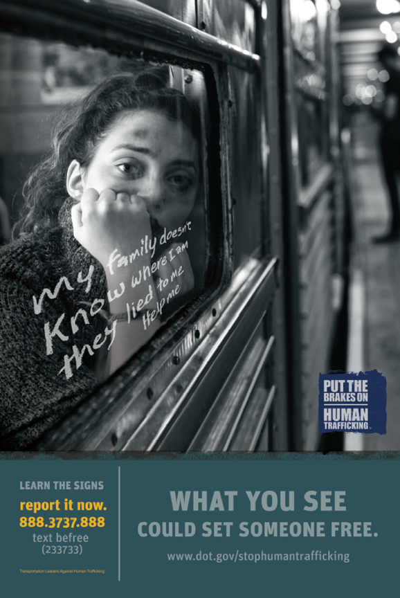 DOT TLAHT Rail Counter-Trafficking Poster With Hotline