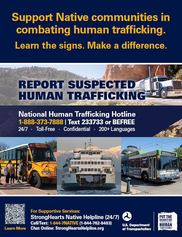 Poster for counter-trafficking, tailored for Native communities (English).