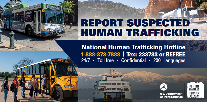 Counter-trafficking visor card, suitable for Native communities. 