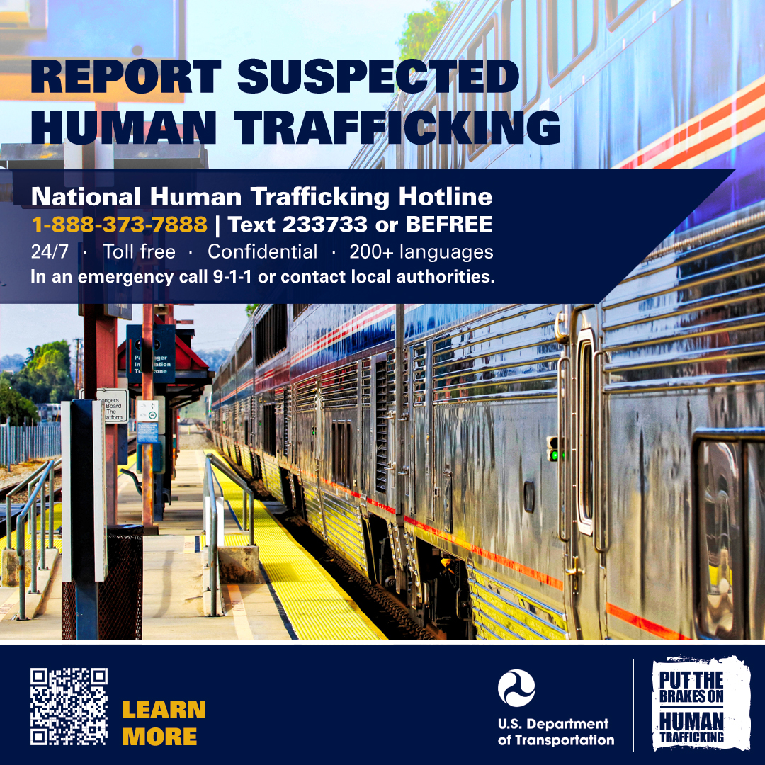 An image of the passenger rail counter-trafficking social media graphic.