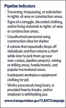 Counter-trafficking pocket card, suitable for pipeline transportation. 