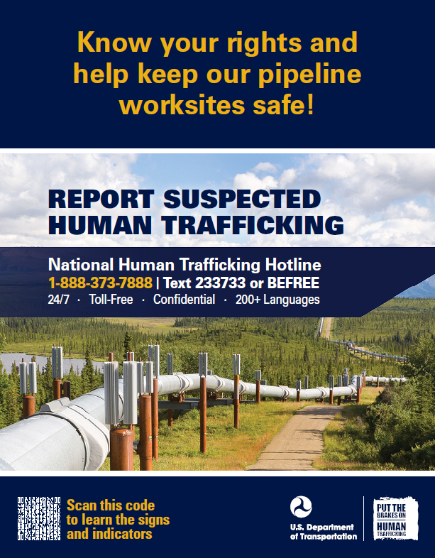 Poster for counter-trafficking, tailored for pipeline transportation (English).