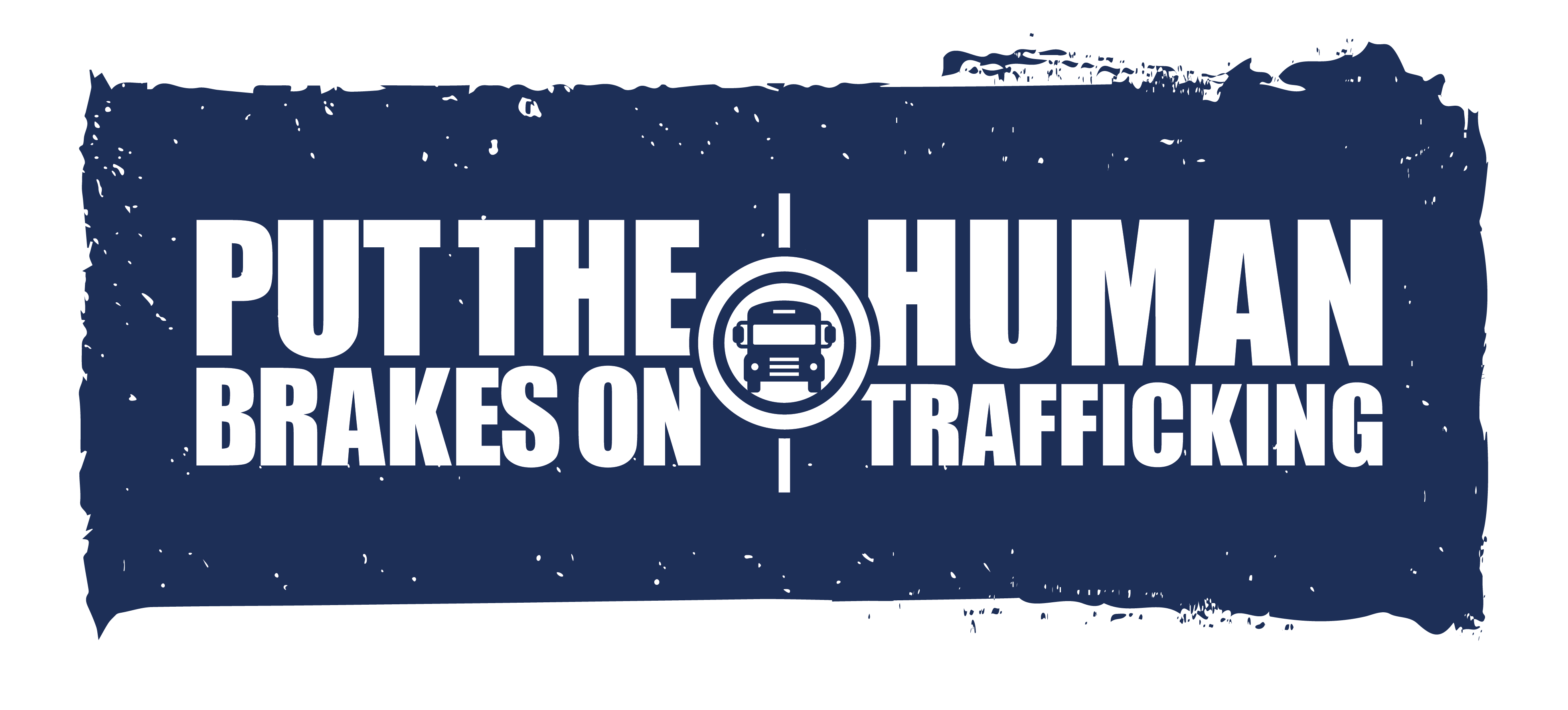School bus icon and the words "Put the Brakes on Human Trafficking"