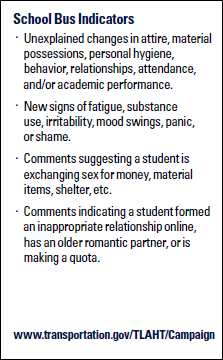 Counter-trafficking pocket card, suitable for the school buses.