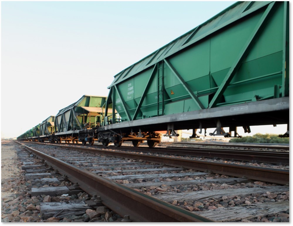 Freight train on a railroad track