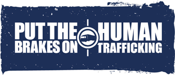Truck icon and the words "Put the Brakes on Human Trafficking"