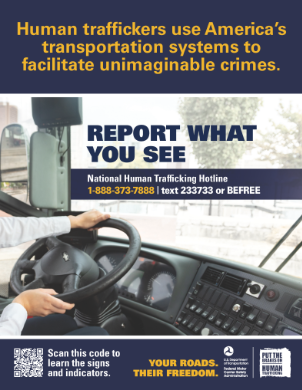 FMCSA Motorcoach Counter-Trafficking Poster