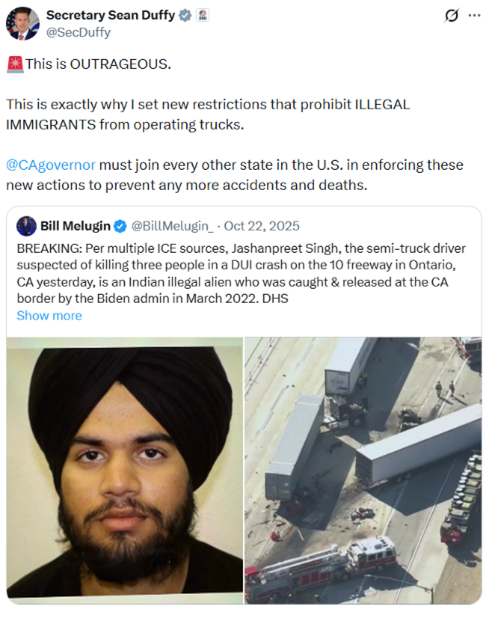 Secretary Duffy X post