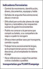 Counter-trafficking pocket card, suitable for the rail industry.