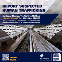 Counter-trafficking graphic, suitable for the rail industry.