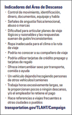 Counter-trafficking pocket card, suitable for rest areas.