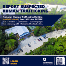Counter-trafficking graphic, suitable for rest areas.