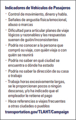 Counter-trafficking pocket card, suitable for rideshares, taxis, and limousines.