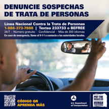 Counter-trafficking graphic, suitable for rideshares, taxis, and limousines.