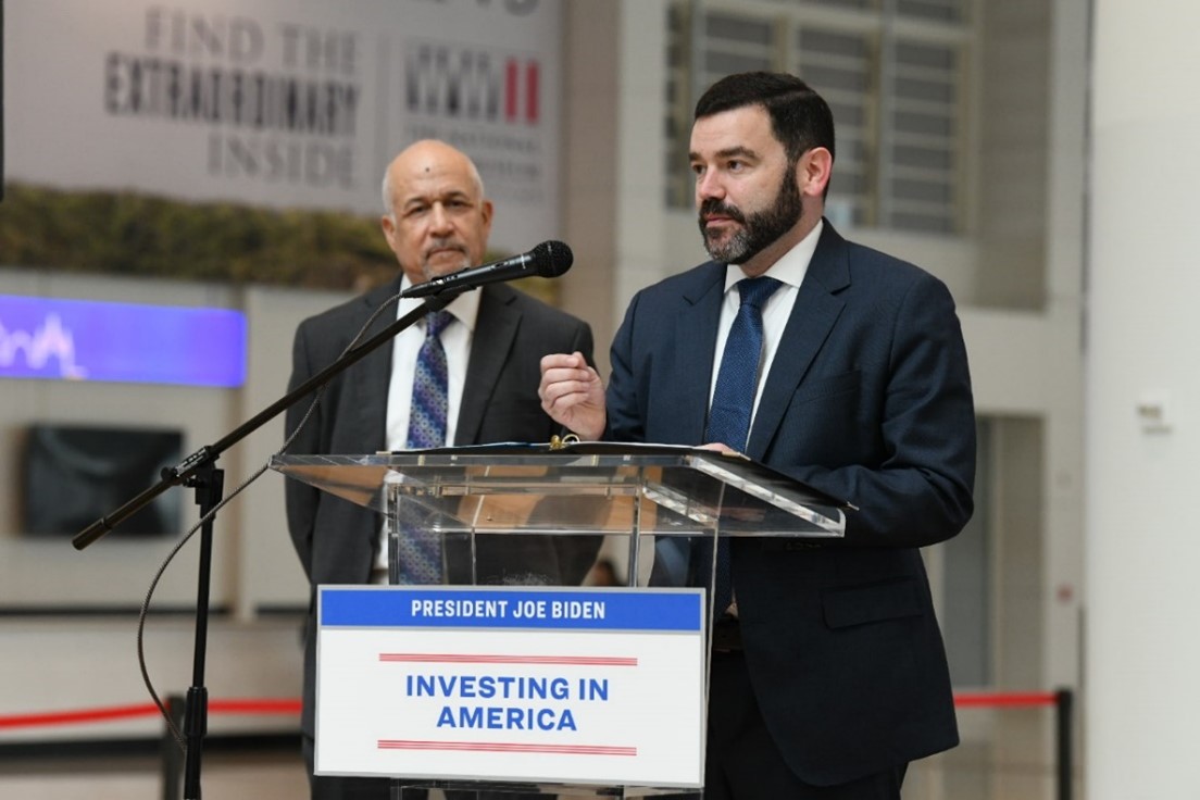 Under Secretary of Transportation Monje gives remarks at MSY with New Orleans Director of Aviation Kevin Dolliole 