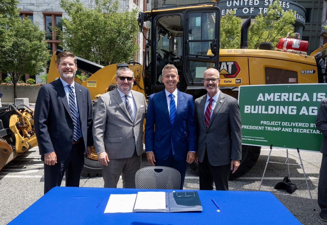Secretary Duffy signs a Memorandum of Understanding with the Texas Department of Transportation (TxDOT) to help the state build infrastructure projects faster, along side Federal Highways Administrator Nominee Sean McMaster, Senator Ted Cruz and Executive Director of TxDOT Marc Williams.